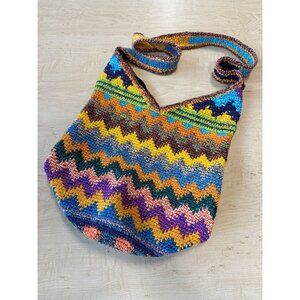 Handmade Colorful Zigzag Pattern Crochet Shoulder Bag